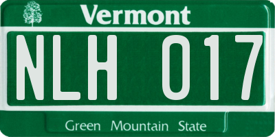 VT license plate NLH017