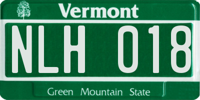 VT license plate NLH018