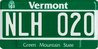 VT license plate NLH020