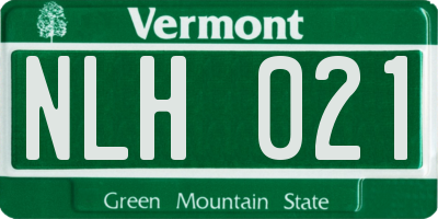 VT license plate NLH021