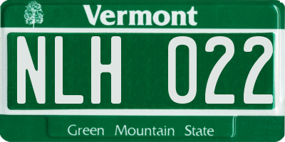 VT license plate NLH022