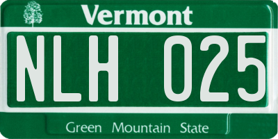 VT license plate NLH025