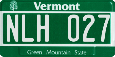 VT license plate NLH027