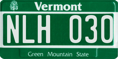 VT license plate NLH030