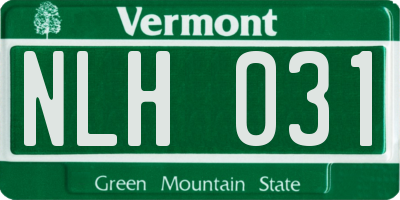 VT license plate NLH031