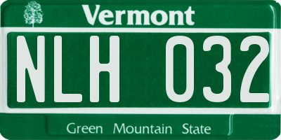 VT license plate NLH032
