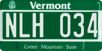 VT license plate NLH034