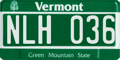 VT license plate NLH036