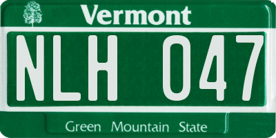 VT license plate NLH047