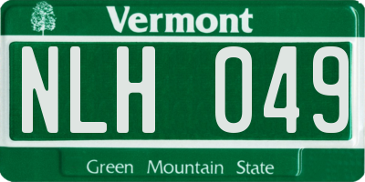 VT license plate NLH049