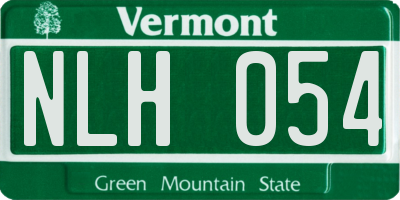 VT license plate NLH054