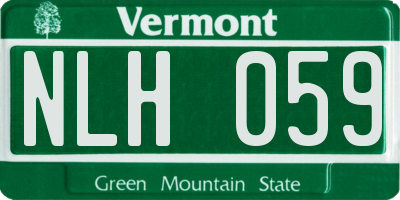 VT license plate NLH059