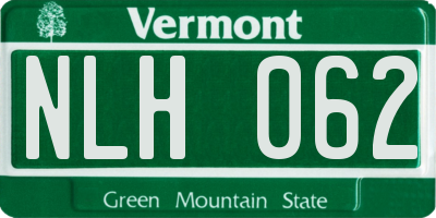 VT license plate NLH062