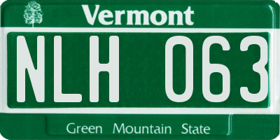 VT license plate NLH063