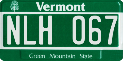VT license plate NLH067