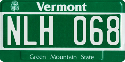 VT license plate NLH068