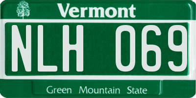 VT license plate NLH069