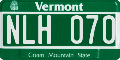 VT license plate NLH070