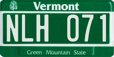 VT license plate NLH071