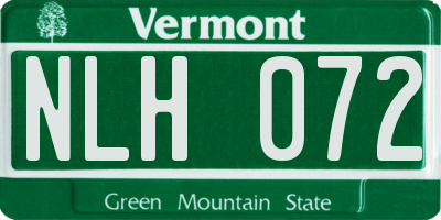 VT license plate NLH072