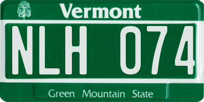 VT license plate NLH074