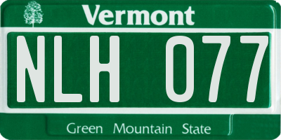 VT license plate NLH077
