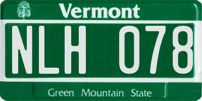 VT license plate NLH078