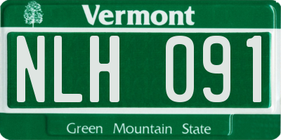VT license plate NLH091
