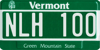 VT license plate NLH100