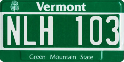 VT license plate NLH103