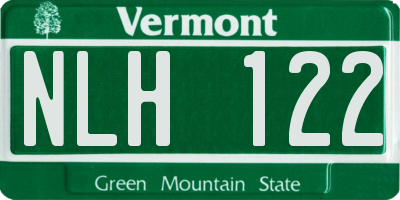 VT license plate NLH122