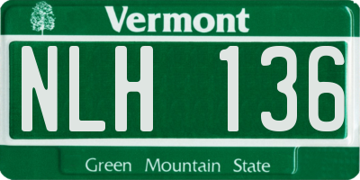 VT license plate NLH136