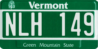 VT license plate NLH149