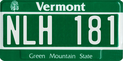 VT license plate NLH181