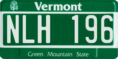 VT license plate NLH196
