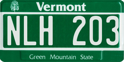 VT license plate NLH203