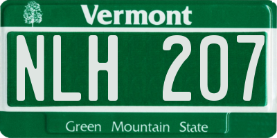 VT license plate NLH207