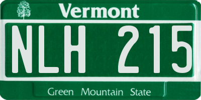 VT license plate NLH215