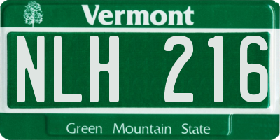 VT license plate NLH216