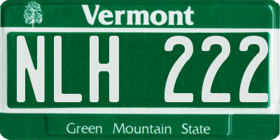 VT license plate NLH222
