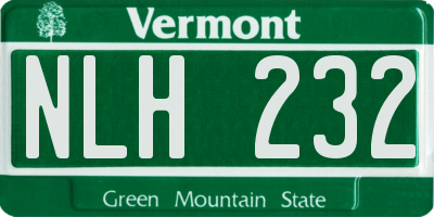 VT license plate NLH232