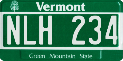 VT license plate NLH234