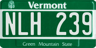 VT license plate NLH239