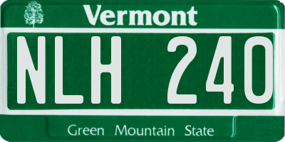 VT license plate NLH240
