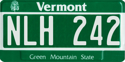 VT license plate NLH242