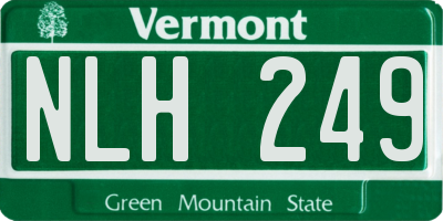 VT license plate NLH249