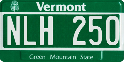 VT license plate NLH250
