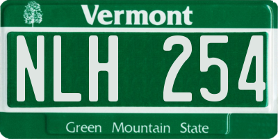 VT license plate NLH254