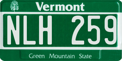 VT license plate NLH259