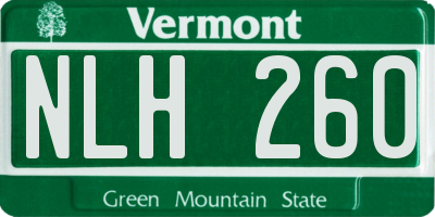 VT license plate NLH260